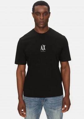 ARMANI EXCHANGE - Armani Exchange ανδρικό T-shirt μονόχρωμο με λογότυπο Regular Fit - XM000363AF12308 Μαύρο