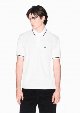 ARMANI EXCHANGE - Armani Exchange ανδρική κοντομάνικη μπλούζα πόλο πικέ με κεντημένο monogram Regular Fit - XM002356AF13026 Λευκό