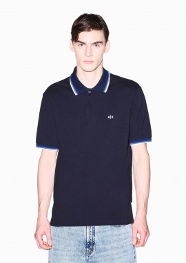 ARMANI EXCHANGE - Armani Exchange ανδρική κοντομάνικη μπλούζα πόλο με κεντημένο monogram Regular Fit - XM002329AF13026 Σκούρο Μπλε