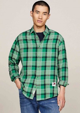 TOMMY JEANS - Tommy Jeans ανδρικό καρό πουκάμισο Regular Fit - DM0DM19532 Πράσινο