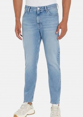 TOMMY JEANS - Tommy Jeans ανδρικό τζιν παντελόνι πεντάτσεπο με logo patch Regular Fit - DM0DM20200 Denim Blue Ανοιχτό