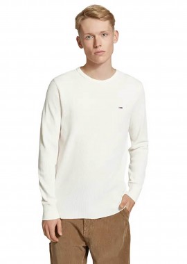 TOMMY JEANS - Tommy Jeans ανδρικό πουλόβερ με λογότυπο Slim Fit - DM0DM20688 Μπεζ