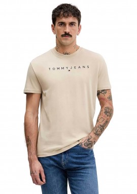 TOMMY JEANS - Tommy Jeans ανδρικό T-shirt με λογότυπο Regular Fit - DM0DM20744 Μπεζ