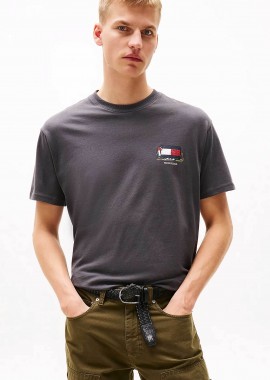 TOMMY JEANS - Tommy Jeans ανδρικό T-shirt με λογότυπο Relaxed Fit - DM0DM20351 Ανθρακί