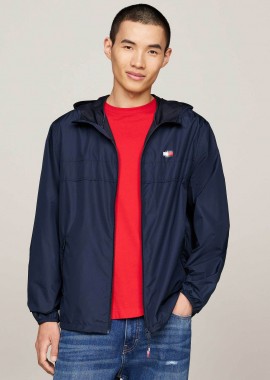TOMMY JEANS - Tommy Jeans ανδρικό αντιανεμικό jacket με λογότυπο στο στήθος - DM0DM20204 Μπλε Σκούρο