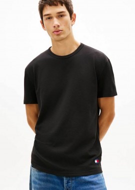 TOMMY JEANS - Tommy Jeans ανδρικό T-shirt με waffle πλέξη Slim Fit - DM0DM22529 Μαύρο