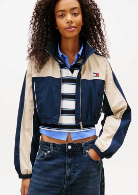 TOMMY JEANS - Tommy Jeans γυναικείο jacket colour-blocked με λογότυπο Regular Fit - DW0DW22055 Μπλε Σκούρο