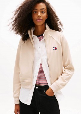 TOMMY JEANS - Tommy Jeans γυναικείο jacket με logo patch και ψηλό λαιμό Regular Fit - DW0DW21930 Μπεζ