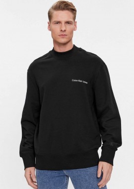 CALVIN KLEIN JEANS - CK Jeans ανδρική μπλούζα φούτερ μονόχρωμη με λογότυπο Regular Fit - J30J324621 Μαύρο