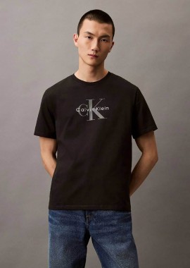 CALVIN KLEIN JEANS - Calvin Klein Jeans ανδρικό T-shirt μονόχρωμο με λογότυπο - LV04RB862G Μαύρο