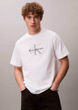 CALVIN KLEIN JEANS - Calvin Klein Jeans ανδρικό T-shirt μονόχρωμο με λογότυπο - LV04RB862G Λευκό