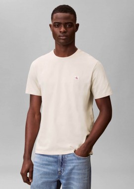 CALVIN KLEIN JEANS - Calvin Klein Jeans ανδρικό T-shirt μονόχρωμο με λογότυπο Regular Fit - LV04RC272G Μπεζ