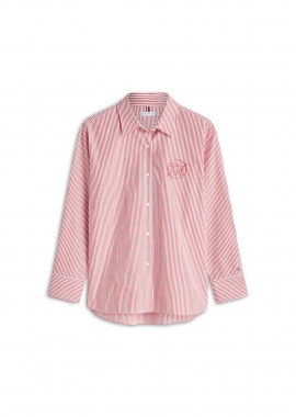 TOMMY HILFIGER - Tommy Hilfiger γυναικείο πουκάμισο με ριγέ σχέδιο και monogram Regular Fit - WW0WW48190 Κόκκινο
