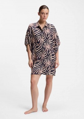 HUGO - Hugo Boss γυναικείο καφτάνι με print - 50561289 Ασπρόμαυρο