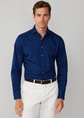 HACKETT - Hackett ανδρικό denim πουκάμισο με κεντημένο λογότυπο Tailored Fit - HM3010534 Μπλε Σκούρο
