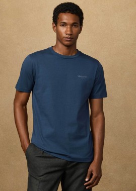 HACKETT - Hackett ανδρικό T-shirt με λογότυπο Classic Fit - HM5000067 Μπλε Σκούρο