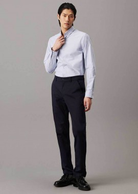 CALVIN KLEIN - Calvin Klein ανδρικό παντελόνι chino stretch σατέν Slim Fit - K10K113429 Μπλε Σκούρο