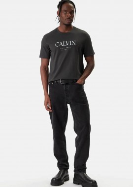 CALVIN KLEIN - Calvin Klein ανδρικό T-shirt με logo print Regular Fit - LV04RE807G Ανθρακί