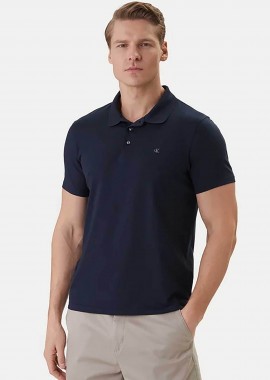 CALVIN KLEIN - Calvin Klein ανδρική μπλούζα πόλο με κεντημένο monogram Slim Fit - LV04LF200G Μπλε Σκούρο