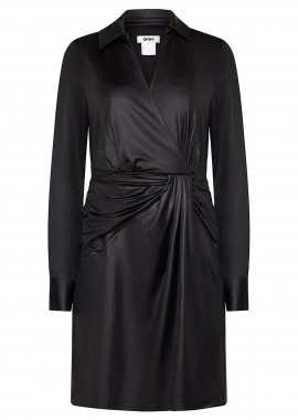 DKNY - γυναικείο mini φόρεμα κρουαζέ με σατέν όψη - DD4JL26A Μαύρο