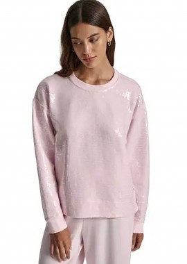 DKNY - DKNY γυναικεία μπλούζα φούτερ με παγιέτες - DJ6T1655 Ροζ