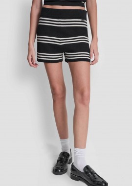 DKNY - DKNY γυναικείο σορτς ριγέ - DJ6R0130 Μαύρο