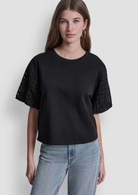 DKNY - DKNY γυναικεία μπλούζα με διάτρητο σχέδιο - DJ6T1731 Μαύρο