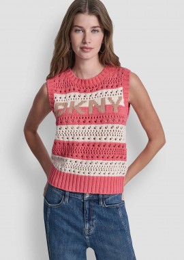 DKNY - DKNY γυναικείο πουλόβερ αμάνικο - DJ6R0135 Ροζ