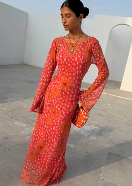 NEVER FULLY DRESSED - Never Fully Dressed γυναικείο maxi φόρεμα με print