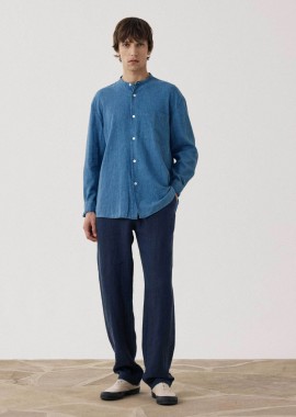 HARTFORD - Hartford ανδρικό λινό παντελόνι casual με ελαστική μέση Regular Fit - BF59100 Μπλε Σκούρο