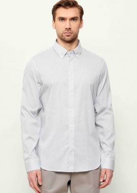 MICHAEL KORS - Michael Kors ανδρικό πουκάμισο button down με μικροσχέδιο Classic Fit - CR640AFKLU Λευκό