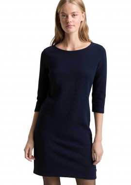 TOM TAILOR - Tom Tailor γυναικείο mini φόρεμα structured με μανίκι 3/4 - 1047618 Μπλε Σκούρο