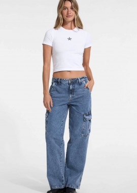 GUESS - Guess γυναικείο τζιν παντελόνι με τσέπες cargo