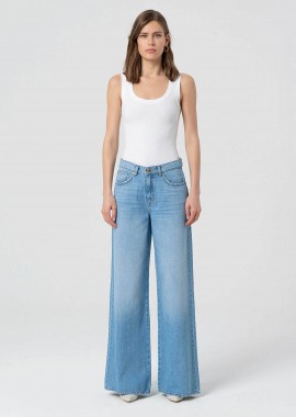FRACOMINA - Fracomina γυναικείο τζιν παντελόνι Wide Leg - FP25SV3015D41903-062 Denim Blue