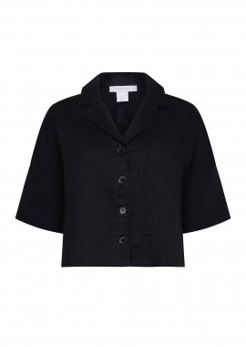DKNY - DKNY γυναικείο λινό πουκάμισο μονόχρωμο - P3KACRX8 Μαύρο