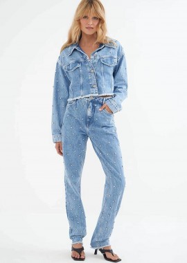 COLCCI - Colcci γυναικείο denim μπουφάν με στρας - 032.11.00110 Denim Blue