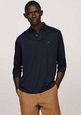 TOMMY HILFIGER - Tommy Hilfiger ανδρική μπλούζα πόλο με κεντημένο logo flag Regular Fit - MW0MW37317 Μπλε Σκούρο