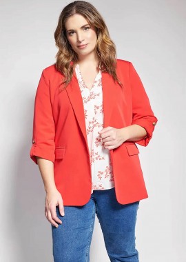PARABITA - Parabita γυναικείο σακάκι tailored χωρίς κούμπωμα - 012610700043 Κόκκινο