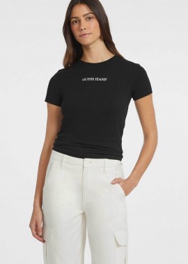 GUESS - Guess γυναικείο T-shirt με λογότυπο Slim Fit - W4YI01J1314 Μαύρο