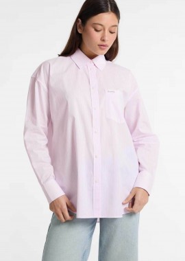 GUESS - Guess γυναικείο πουκάμισο ριγέ Oversized Fit - W5RH94WGZ11 Ροζ