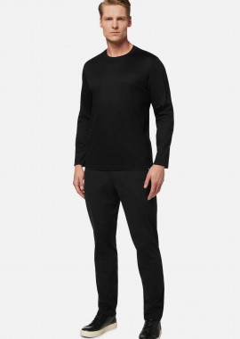 BOGGI MILANO - Boggi Milano ανδρικό παντελόνι με ελαστική μέση Regular Fit - BO23C001902 Μαύρο