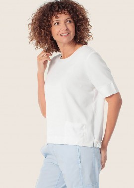 GERRY WEBER - Gerry Weber γυναικείο T-shirt με ρυθμιζόμενο λάστιχο Loose Fit - N61728121048 Λευκό