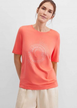 GERRY WEBER - Gerry Weber γυναικείο T-shirt με στρας Straight Cut - N61731181040 Κοραλί