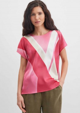 GERRY WEBER - Gerry Weber γυναικεία μπλούζα με print Loose Fit - N61745602044 Ροζ