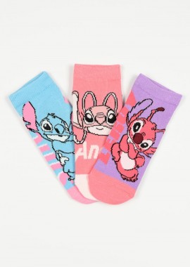 DISNEY - Παιδικές Κάλτσες για Κορίτσι Disney Stitch Χρώματος Πολύχρωμo EZO6018.PACK1