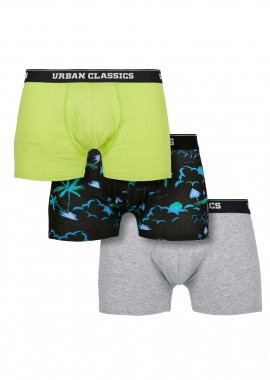 Urban Classics - Ανδρικά Μποξεράκια TB3708 Urban Classics Island Aop/Lime/Grey Μπλε/Γκρι