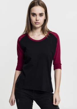 Urban Classics - Γυναικεία Μπλούζα 3/4 Contrast Raglan Tee TB733 Urban Classics Black/Burgundy