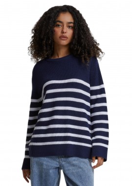 Urban Classics - Ladies Rib Striped Sweater Urban Classics TB6895-01200 Navy/White