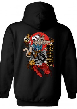 Pop Culture - Hoodie Cat Samurai Pop Culture Black