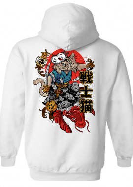 Pop Culture - Hoodie Cat Samurai Pop Culture White